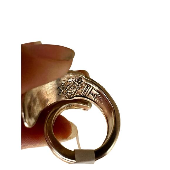 Size 10 Sterling Silver Plated Spoon Rings 1947 First Love Pattern - Picture 3 of 10